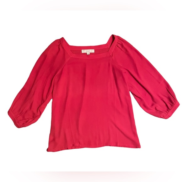 Loft Square Neck Red Blouse - Picture 1 of 5